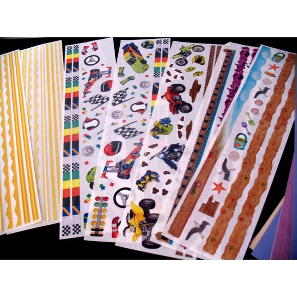 3 Gr Lengths Antique Cars, 1 Gr Lengths Beach, Borders, Race Cars, Yellow Strips - Picture 3 of 7